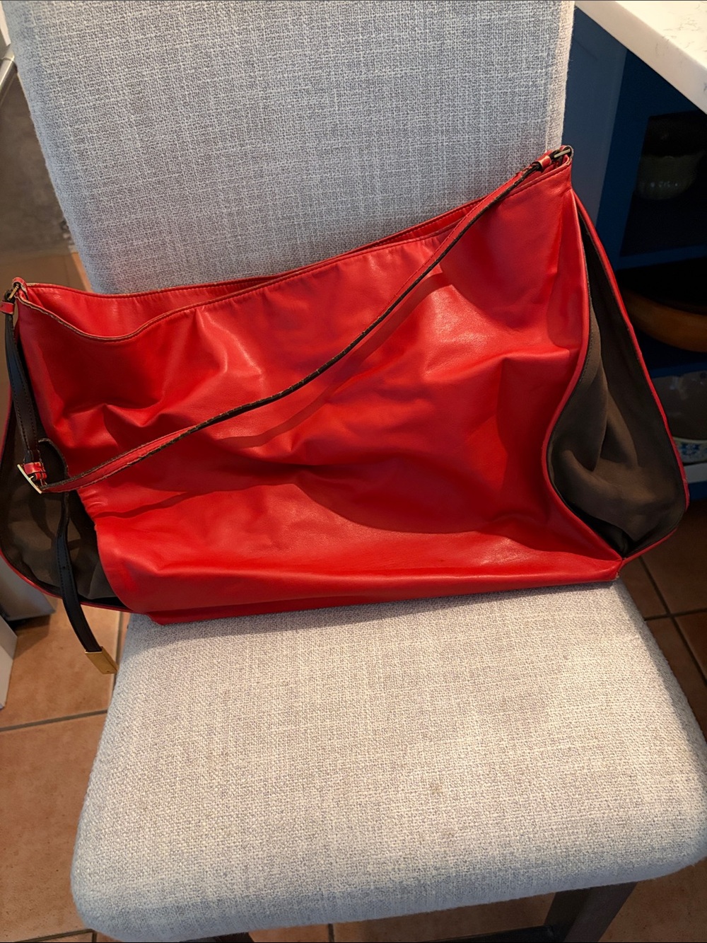 Stella McCartney Red Vegan Faux Leather Large Tote Shoulder Bag